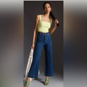 The Skipper Seamed High-Rise Crop Wide-Leg Jeans by Pilcro